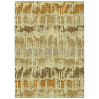 Tabselect Home Line 5' X 8' Gold Brown And Gray Striped Washable Indoor Outdoor Area Rug