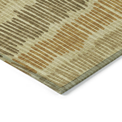 Tabselect Home Line 5' X 8' Gold Brown And Gray Striped Washable Indoor Outdoor Area Rug