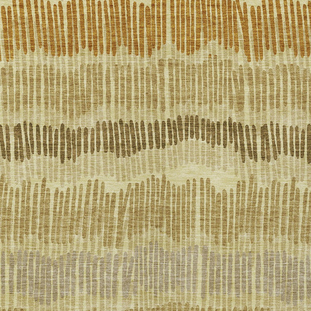 Tabselect Home Line 5' X 8' Gold Brown And Gray Striped Washable Indoor Outdoor Area Rug