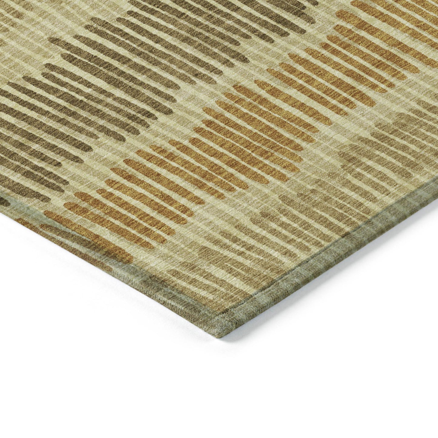 Tabselect Home Line 8' X 10' Gold Brown And Gray Striped Washable Indoor Outdoor Area Rug