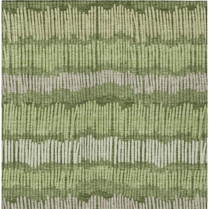 Tabselect Home Line 5' X 8' Olive Green And Gray Striped Washable Indoor Outdoor Area Rug