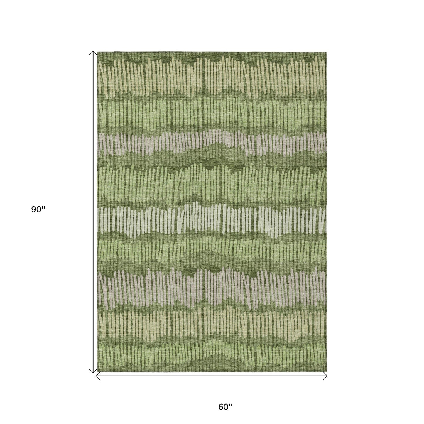 Tabselect Home Line 5' X 8' Olive Green And Gray Striped Washable Indoor Outdoor Area Rug