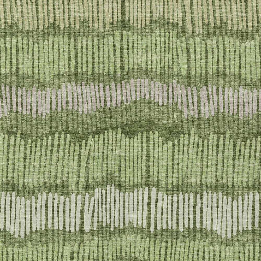 Tabselect Home Line 5' X 8' Olive Green And Gray Striped Washable Indoor Outdoor Area Rug