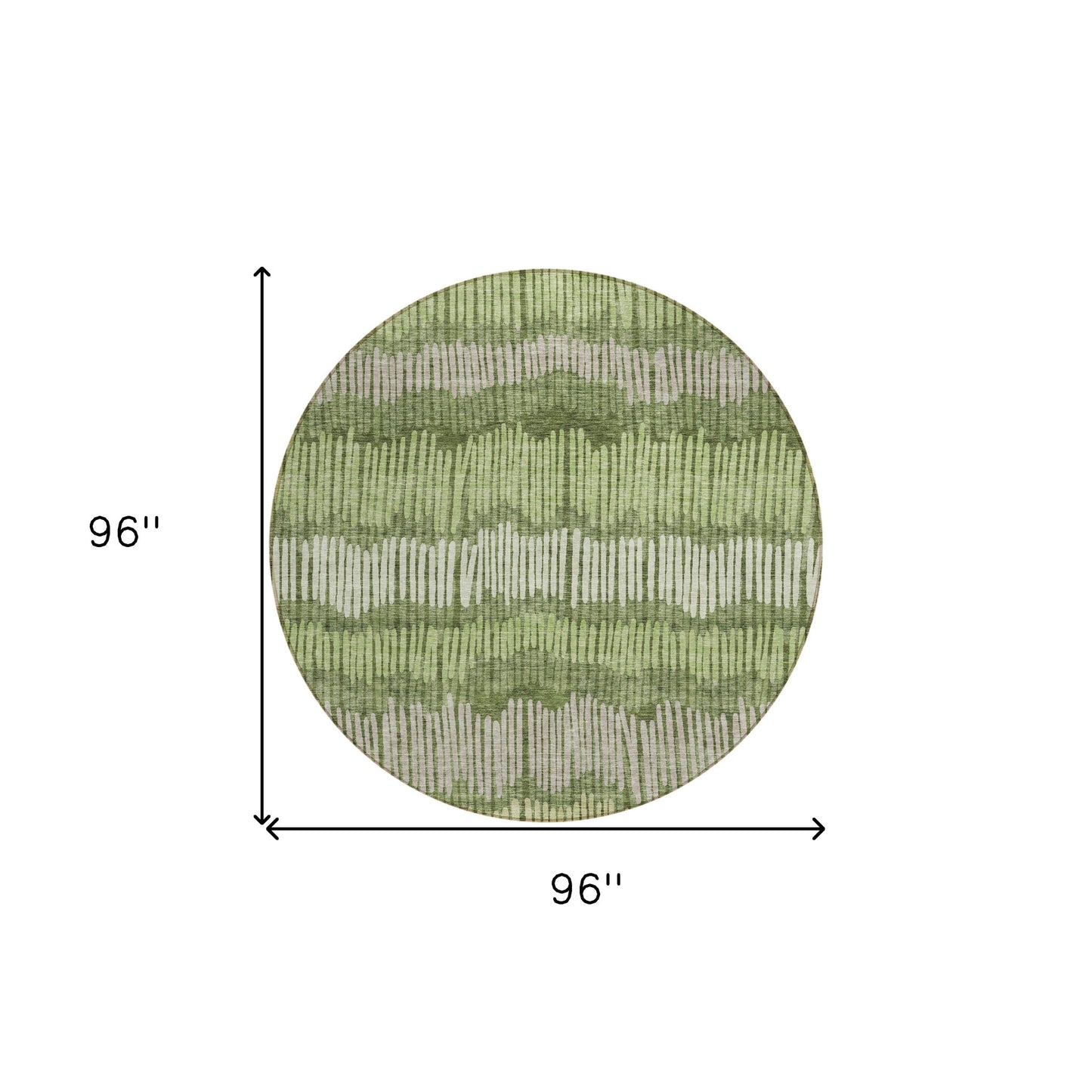 Tabselect Home Line 8' Olive Green And Gray Round Striped Washable Indoor Outdoor Area Rug
