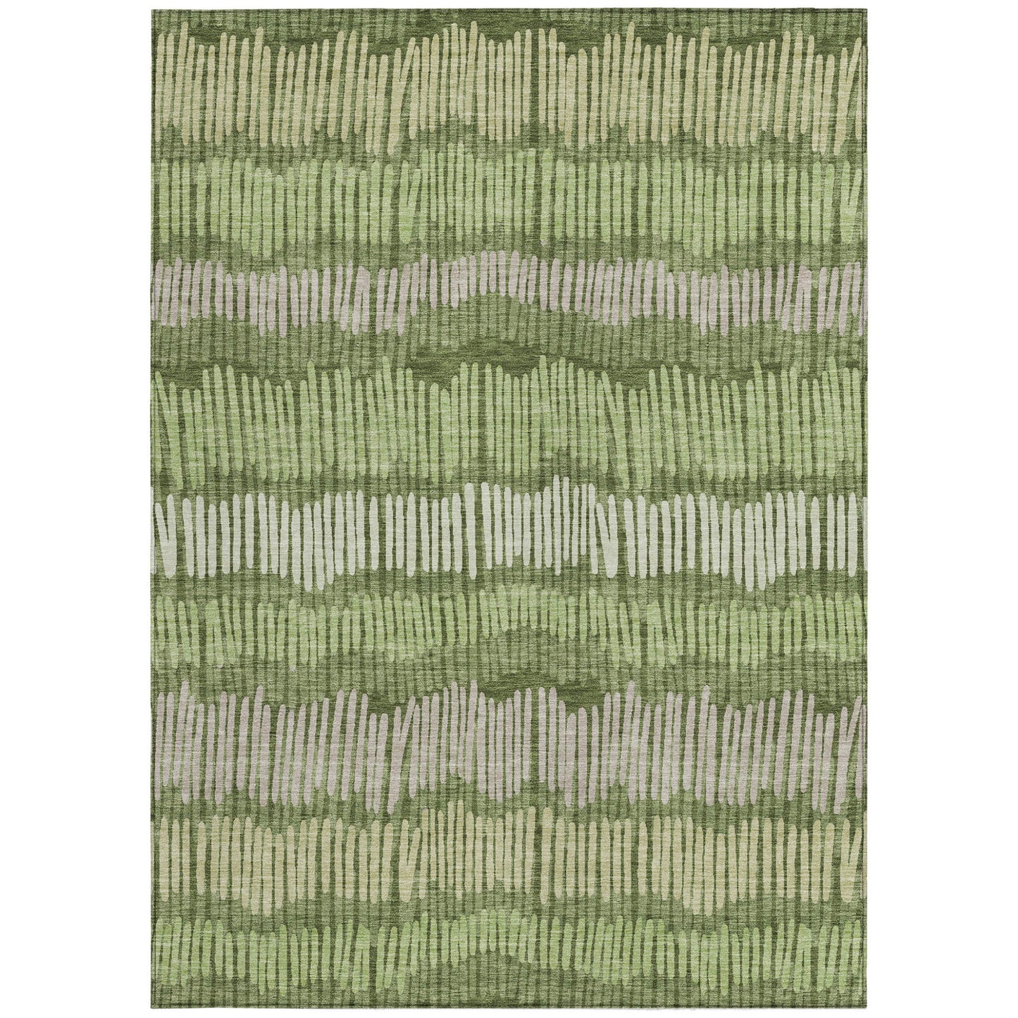 Tabselect Home Line 8' X 10' Olive Green And Gray Striped Washable Indoor Outdoor Area Rug