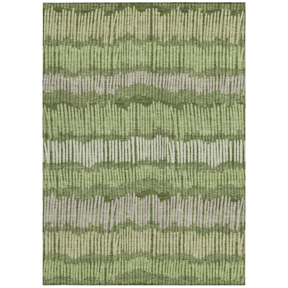 Tabselect Home Line 8' X 10' Olive Green And Gray Striped Washable Indoor Outdoor Area Rug