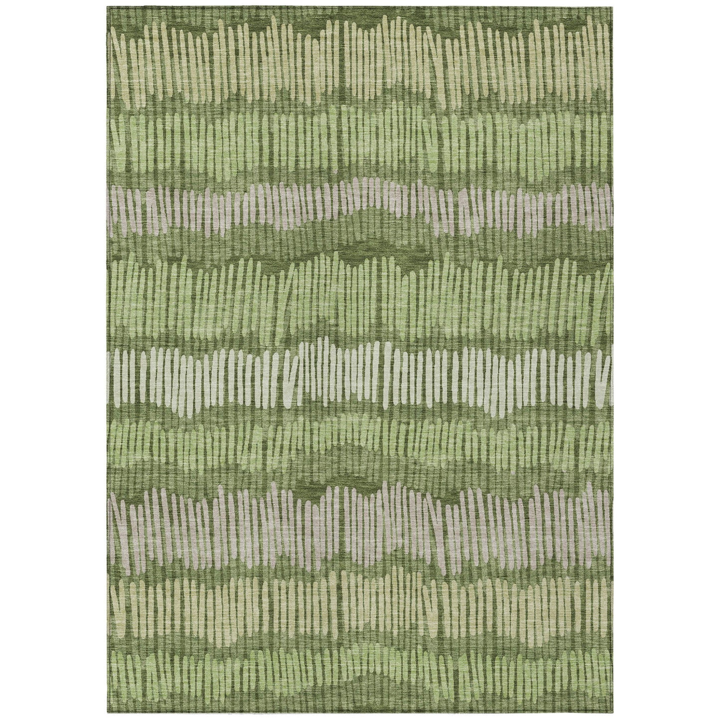 Tabselect Home Line 8' X 10' Olive Green And Gray Striped Washable Indoor Outdoor Area Rug