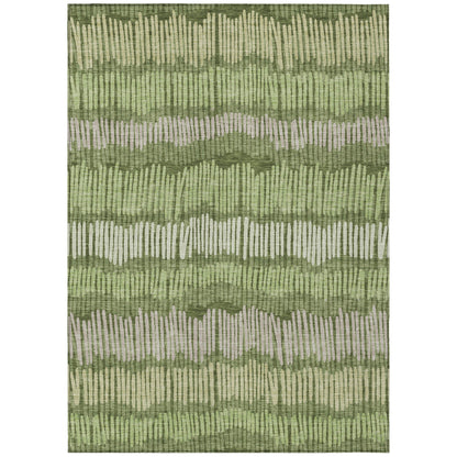Tabselect Home Line 8' X 10' Olive Green And Gray Striped Washable Indoor Outdoor Area Rug
