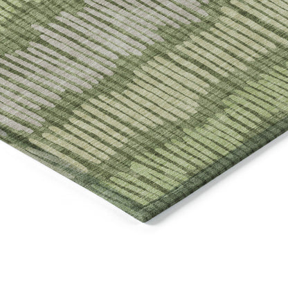 Tabselect Home Line 8' X 10' Olive Green And Gray Striped Washable Indoor Outdoor Area Rug