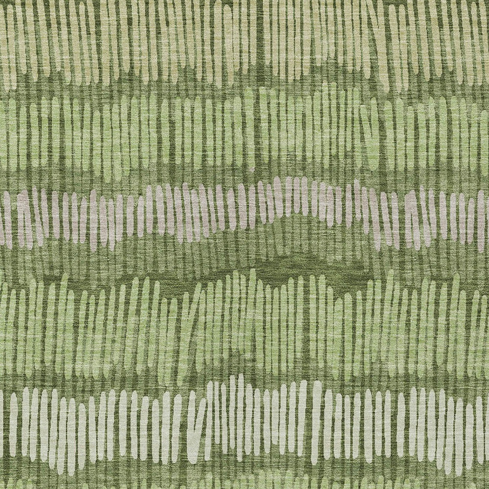 Tabselect Home Line 8' X 10' Olive Green And Gray Striped Washable Indoor Outdoor Area Rug