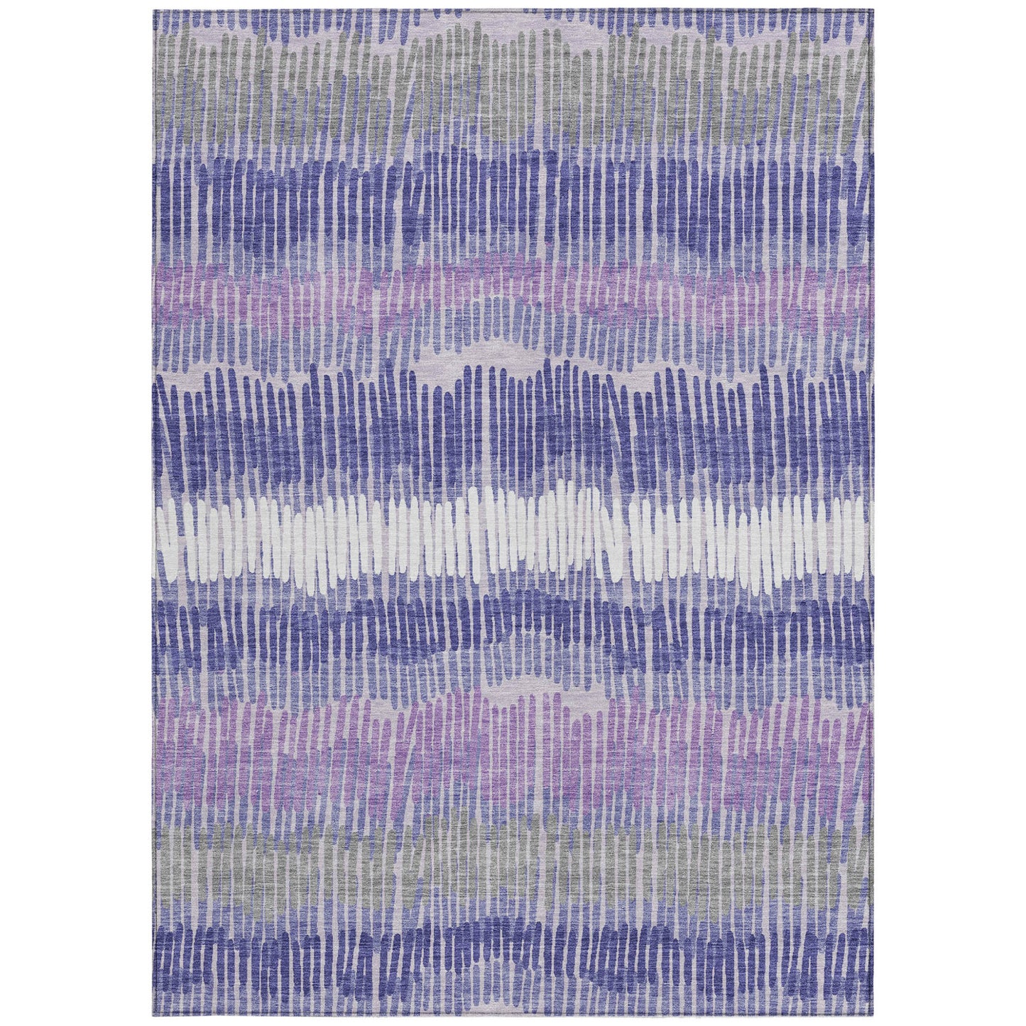 Tabselect Home Line 5' X 8' Purple And Gray Striped Washable Indoor Outdoor Area Rug