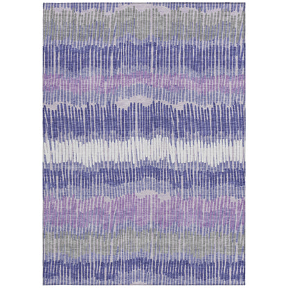 Tabselect Home Line 5' X 8' Purple And Gray Striped Washable Indoor Outdoor Area Rug