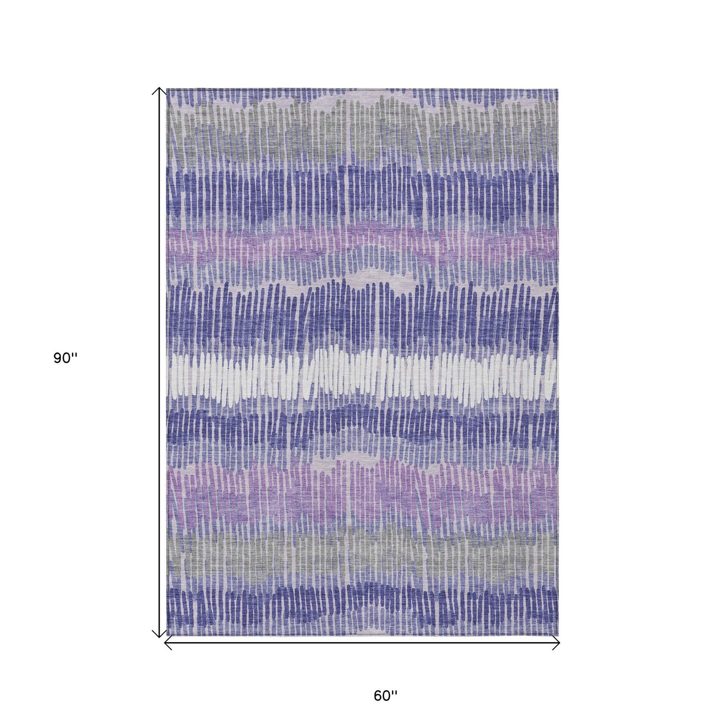 Tabselect Home Line 5' X 8' Purple And Gray Striped Washable Indoor Outdoor Area Rug