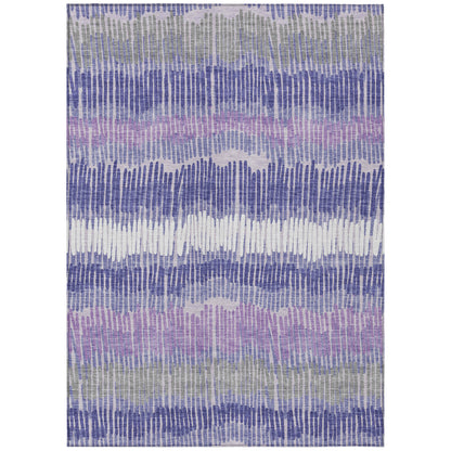 Tabselect Home Line 5' X 8' Purple And Gray Striped Washable Indoor Outdoor Area Rug