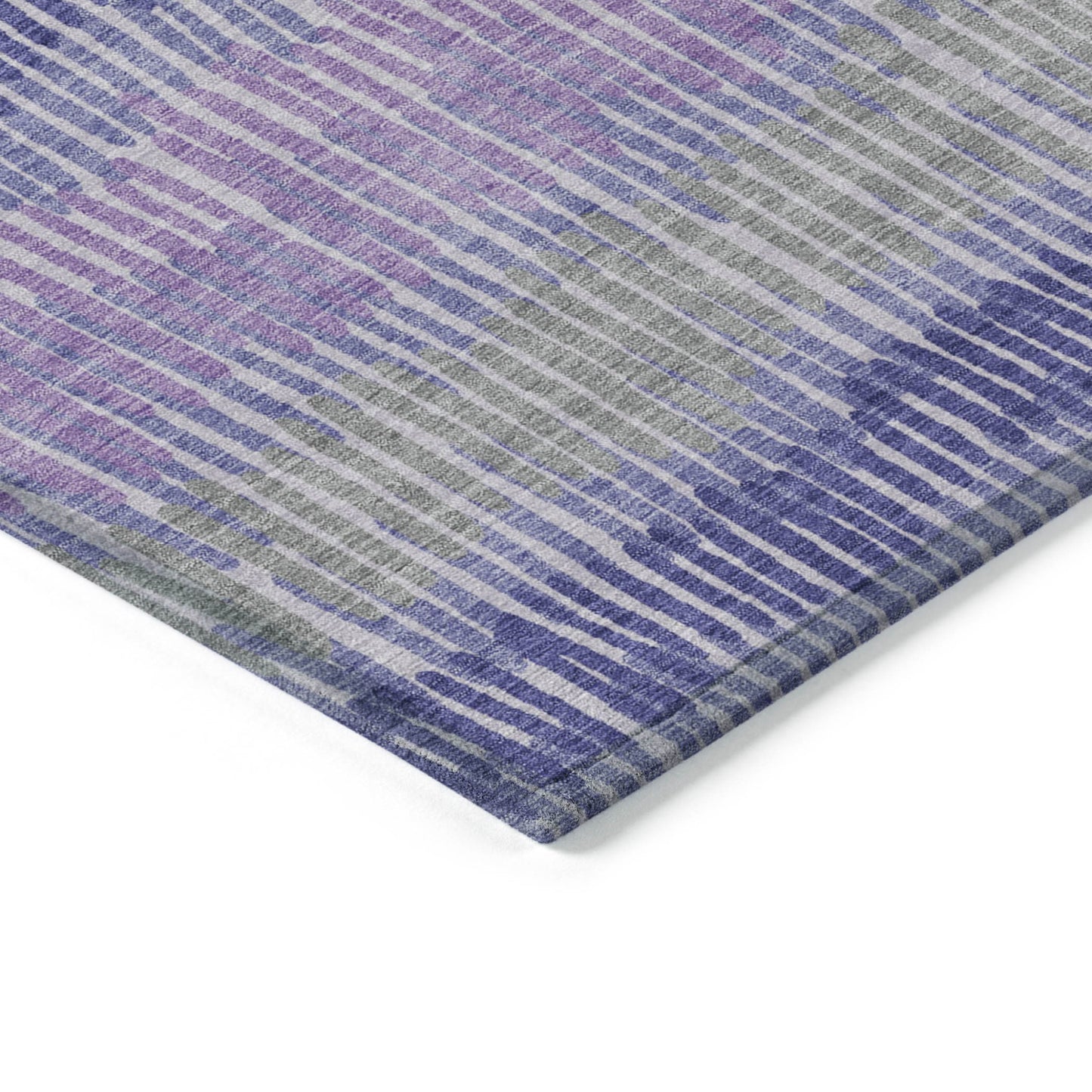 Tabselect Home Line 5' X 8' Purple And Gray Striped Washable Indoor Outdoor Area Rug