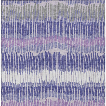 Tabselect Home Line 5' X 8' Purple And Gray Striped Washable Indoor Outdoor Area Rug