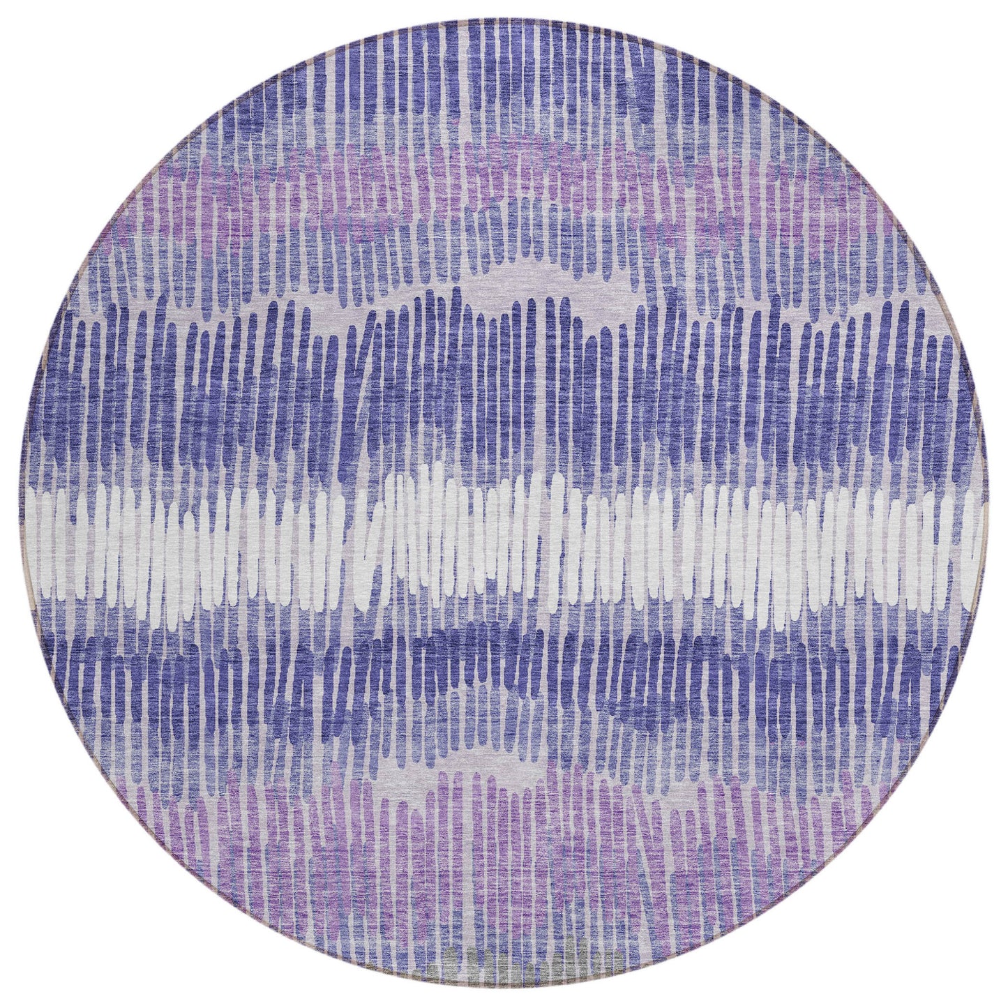 Tabselect Home Line 8' Purple And Gray Round Striped Washable Indoor Outdoor Area Rug