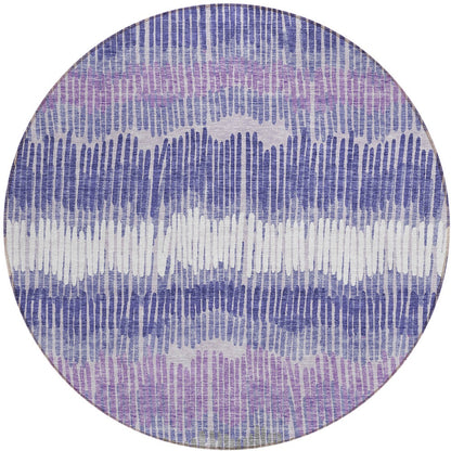 Tabselect Home Line 8' Purple And Gray Round Striped Washable Indoor Outdoor Area Rug