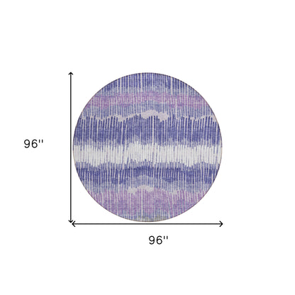 Tabselect Home Line 8' Purple And Gray Round Striped Washable Indoor Outdoor Area Rug