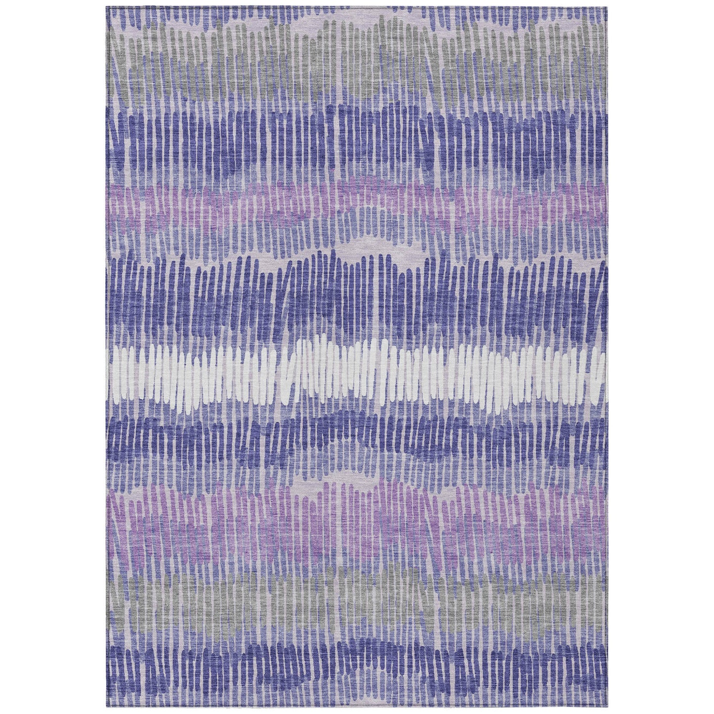 Tabselect Home Line 8' X 10' Purple And Gray Striped Washable Indoor Outdoor Area Rug
