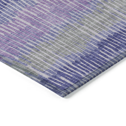 Tabselect Home Line 8' X 10' Purple And Gray Striped Washable Indoor Outdoor Area Rug