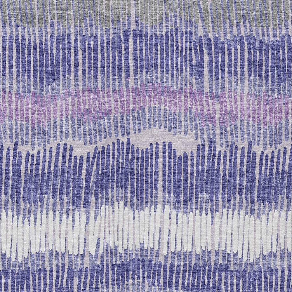 Tabselect Home Line 8' X 10' Purple And Gray Striped Washable Indoor Outdoor Area Rug