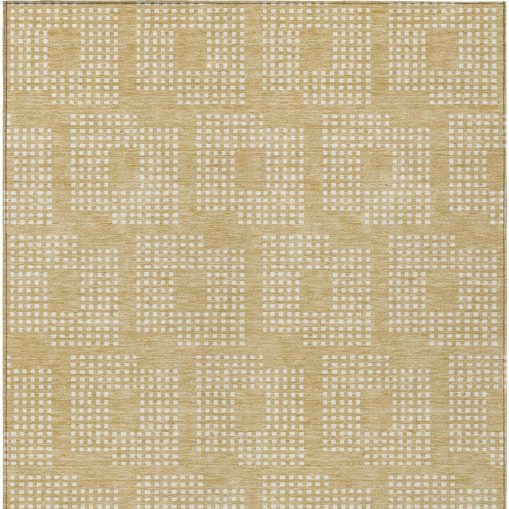 Tabselect Home Line 5' X 8' Gold And Ivory Geometric Washable Indoor Outdoor Area Rug