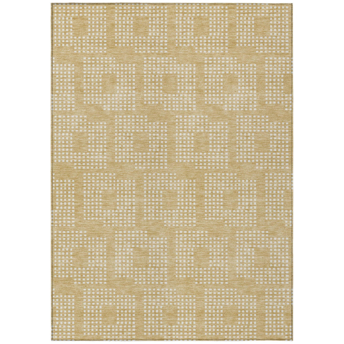 Tabselect Home Line 5' X 8' Gold And Ivory Geometric Washable Indoor Outdoor Area Rug