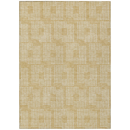 Tabselect Home Line 5' X 8' Gold And Ivory Geometric Washable Indoor Outdoor Area Rug