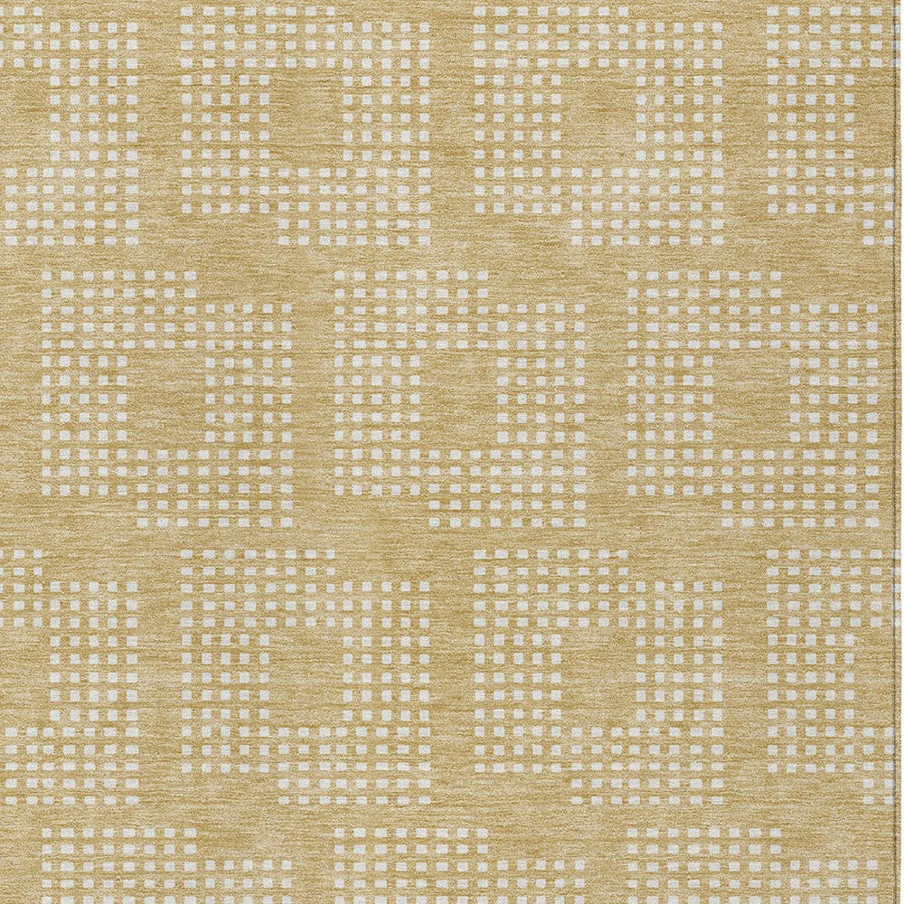 Tabselect Home Line 5' X 8' Gold And Ivory Geometric Washable Indoor Outdoor Area Rug