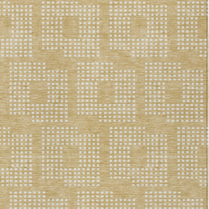 Tabselect Home Line 5' X 8' Gold And Ivory Geometric Washable Indoor Outdoor Area Rug