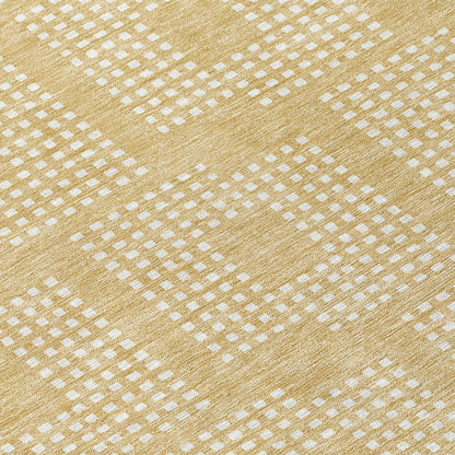 Tabselect Home Line 8' Gold And Ivory Round Geometric Washable Indoor Outdoor Area Rug