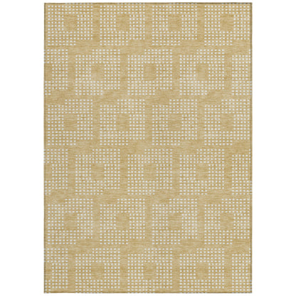 Tabselect Home Line 8' X 10' Gold And Ivory Geometric Washable Indoor Outdoor Area Rug