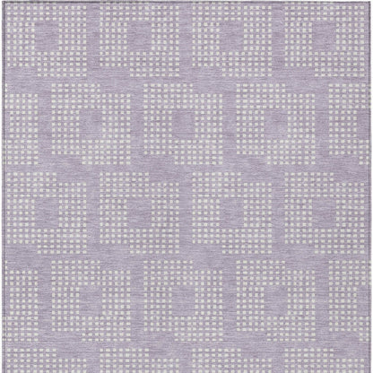 Tabselect Home Line 5' X 8' Lavender And Ivory Geometric Washable Indoor Outdoor Area Rug