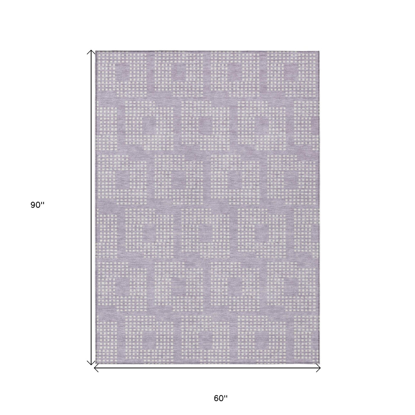 Tabselect Home Line 5' X 8' Lavender And Ivory Geometric Washable Indoor Outdoor Area Rug