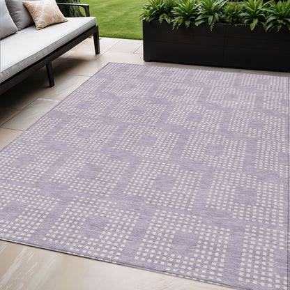 Tabselect Home Line 5' X 8' Lavender And Ivory Geometric Washable Indoor Outdoor Area Rug