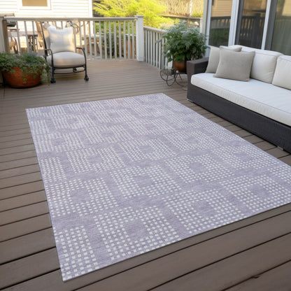 Tabselect Home Line 5' X 8' Lavender And Ivory Geometric Washable Indoor Outdoor Area Rug