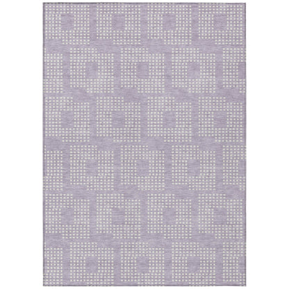 Tabselect Home Line 5' X 8' Lavender And Ivory Geometric Washable Indoor Outdoor Area Rug