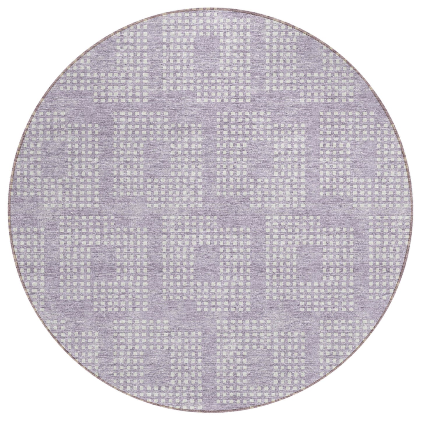 Tabselect Home Line 8' Lavender And Ivory Round Geometric Washable Indoor Outdoor Area Rug