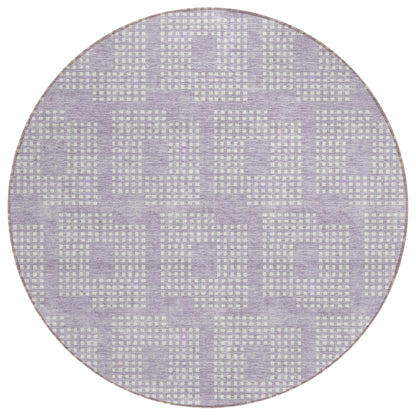 Tabselect Home Line 8' Lavender And Ivory Round Geometric Washable Indoor Outdoor Area Rug