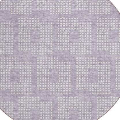 Tabselect Home Line 8' Lavender And Ivory Round Geometric Washable Indoor Outdoor Area Rug