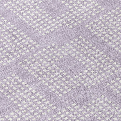 Tabselect Home Line 8' Lavender And Ivory Round Geometric Washable Indoor Outdoor Area Rug