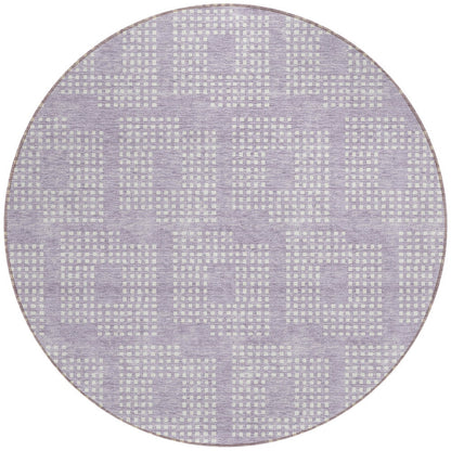 Tabselect Home Line 8' Lavender And Ivory Round Geometric Washable Indoor Outdoor Area Rug