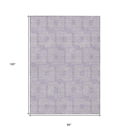 Tabselect Home Line 8' X 10' Lavender And Ivory Geometric Washable Indoor Outdoor Area Rug