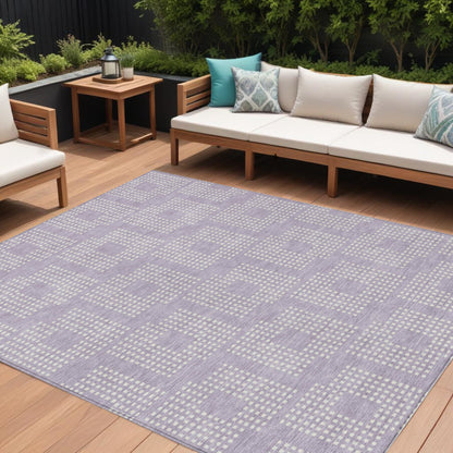 Tabselect Home Line 8' X 10' Lavender And Ivory Geometric Washable Indoor Outdoor Area Rug