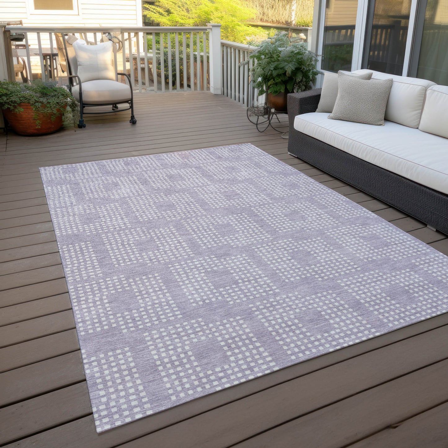 Tabselect Home Line 8' X 10' Lavender And Ivory Geometric Washable Indoor Outdoor Area Rug
