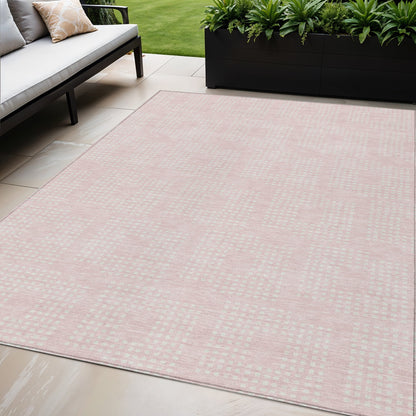 Tabselect Home Line 5' X 8' Pink And Ivory Geometric Washable Indoor Outdoor Area Rug
