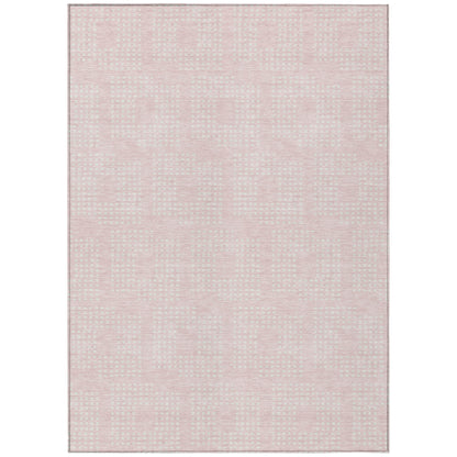 Tabselect Home Line 5' X 8' Pink And Ivory Geometric Washable Indoor Outdoor Area Rug
