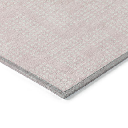 Tabselect Home Line 5' X 8' Pink And Ivory Geometric Washable Indoor Outdoor Area Rug