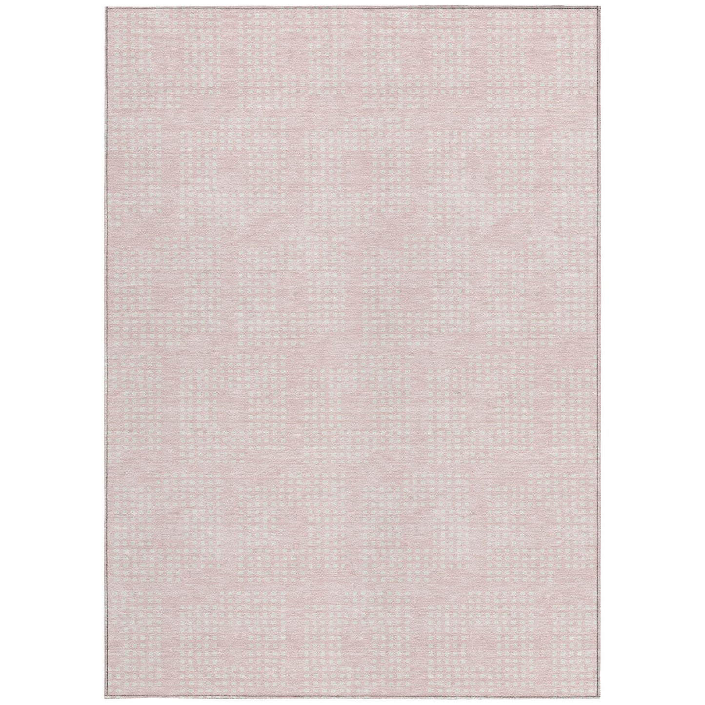 Tabselect Home Line 5' X 8' Pink And Ivory Geometric Washable Indoor Outdoor Area Rug